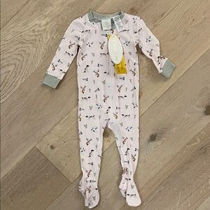 LULLABY SET Baby Footed One-Piece in Light Pink with Woodland hunting Print